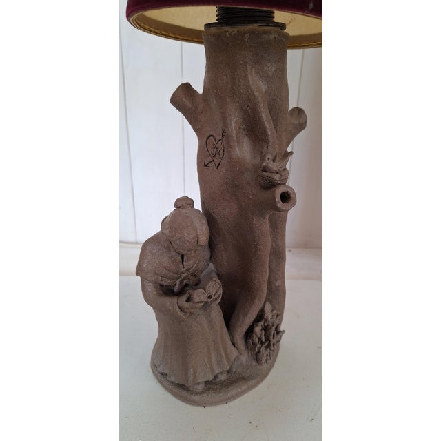 Vintage Table Lamp with Figurative Brown Ceramic Base by S. Markus, 1980s For Sale - Image 6 of 7