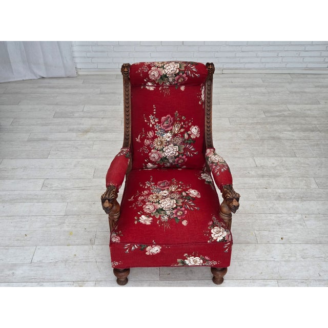 Vintage Danish Lounge Chair in Furniture Cotton Fabric, 1930s For Sale - Image 11 of 18