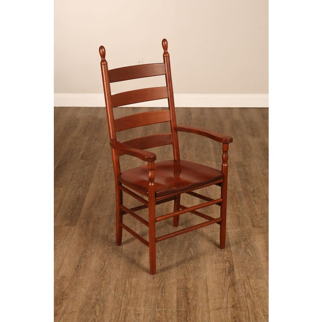 American The Keystone Collection Set of Four Solid Cherry Ladder Back Dining Chairs For Sale - Image 3 of 18