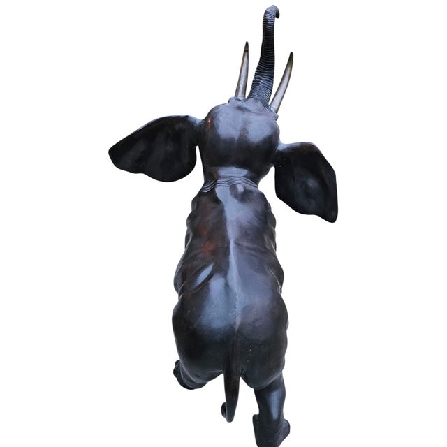 Vintage 42.5" H Bronze Elephant Statue For Sale - Image 4 of 7