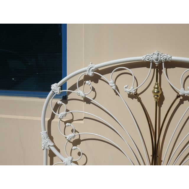 Vintage French Elliott's Designs White Gold Iron Queen Headboard W Footboard #3 For Sale - Image 12 of 15