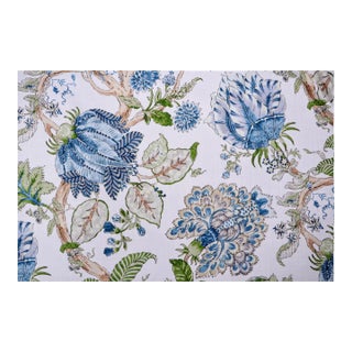Jacobean Botanical "La Mirada" Upholstery Fabric in Capri 1.6 Yds. For Sale