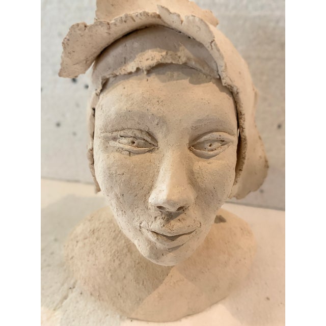 White Female Bust in White Terracotta For Sale - Image 8 of 13