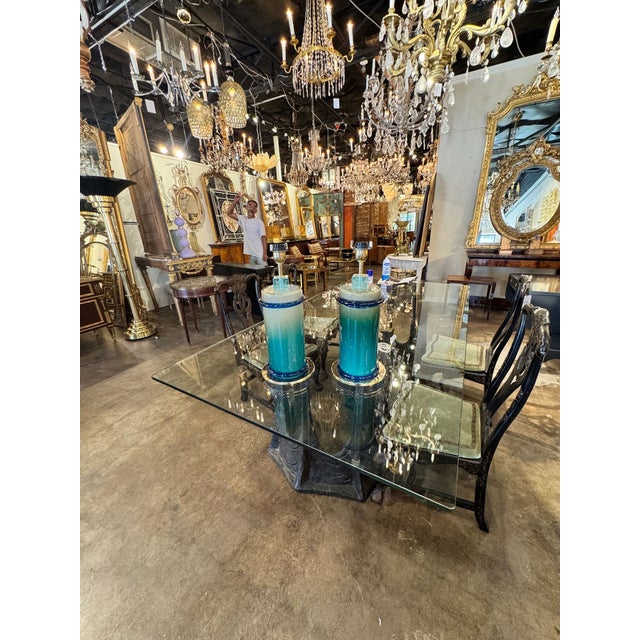 Modern Murano Blue Glass Column Lamps - a Pair For Sale - Image 3 of 7