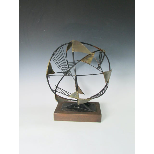 Mid 20th Century Brutalist Torch Cut and Welded Skeleton Sphere Table Top Sculpture For Sale - Image 4 of 11
