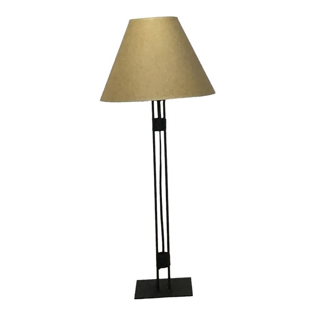 1980s Postmodern Black Wire Base Table Lamp, Slender Design For Sale