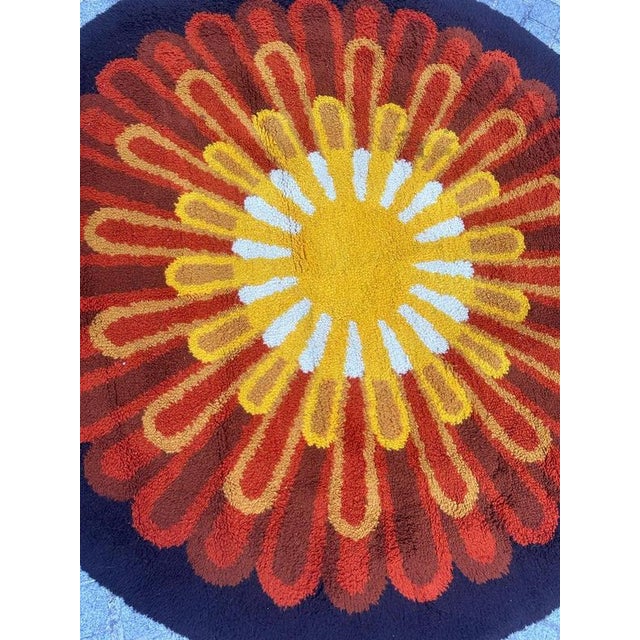 Presenting an Exquisite vintage 70's round Cogolin Modern Rug Elevate your living space with our remarkable Very Beautiful...