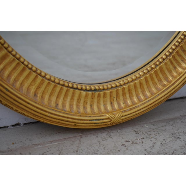 Gold Pair Ethan Allen Oval Beveled Glass Gold Mirrors For Sale - Image 8 of 13