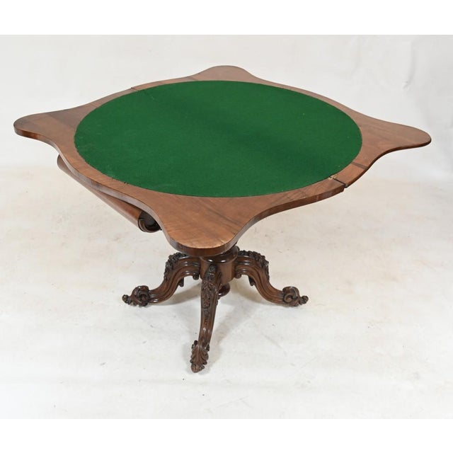 Victorian Walnut Card Table, 1860s For Sale - Image 6 of 12