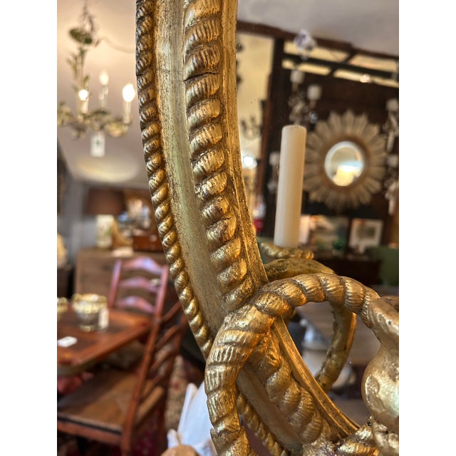 Wood Italian Giltwood Oval Antique Mirror For Sale - Image 7 of 18