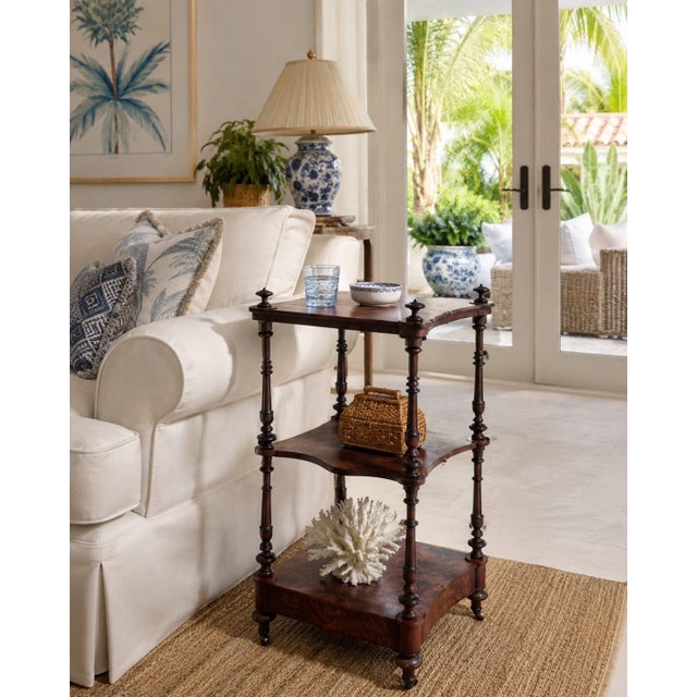 Antique Victorian Burr Walnut Whatnot / Étagère Shelf Unit For Sale - Image 9 of 12