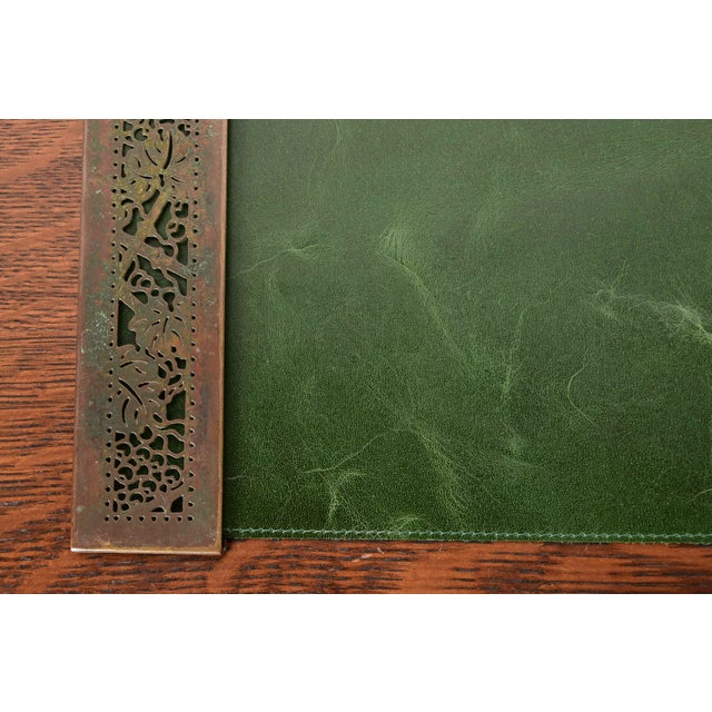 Tiffany Studios New York Grapevine Bronze Blotter Ends With Leather Desk Blotter For Sale In South Bend - Image 6 of 11