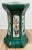 Vintage tall Majolica style pedestal garden stool mostly rich green in color with splashes of terra cotta and blue in a...