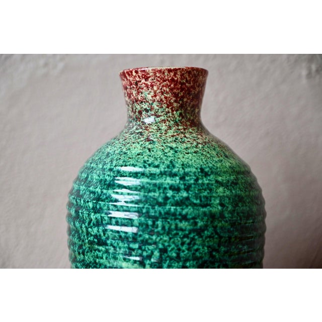 Speckled Turquoise Green Glazed Ceramic Vase from Accolay, 1950s For Sale - Image 6 of 10