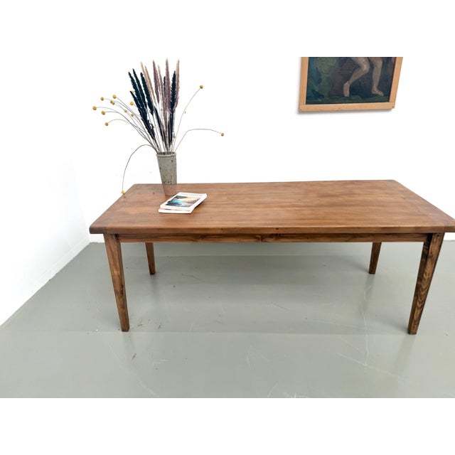 Farmhouse Table with Oak Top and Tapered Pine Legs, France, 1950s For Sale - Image 11 of 18