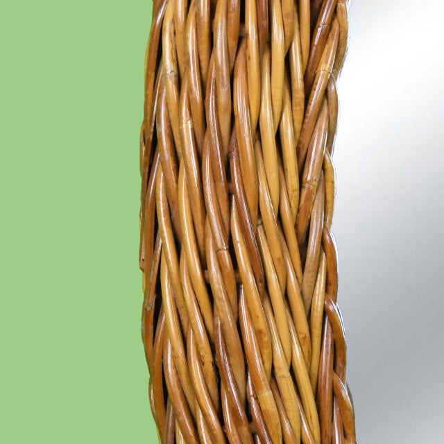 Coastal Late 20th Century Oval Braided Rattan Mirror For Sale - Image 3 of 3