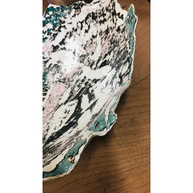 Vintage Handmade Splattered Teal/Pink/Black Dish For Sale In Los Angeles - Image 6 of 9