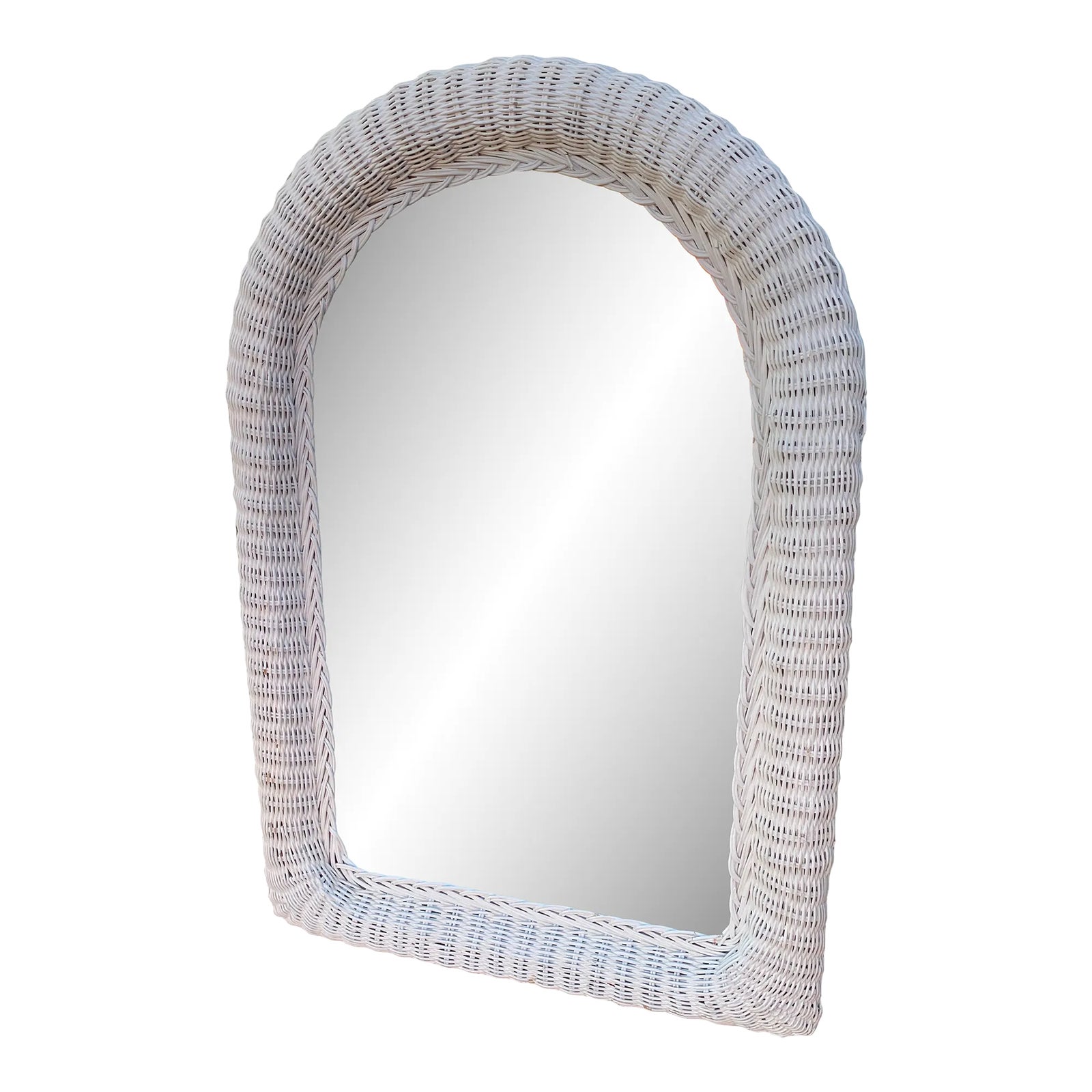 Vintage White Wicker Mirror Large Chairish