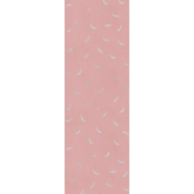 Art Deco Sample - Large Scale, Feathers (var. 2) Wallpaper by Paule Marrot in Pink For Sale - Image 3 of 3