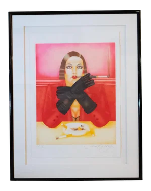 1984 "Susan" Art Deco Figurative Artist's Proof Numbered 15/30 by Shimon Okshteyn, Framed