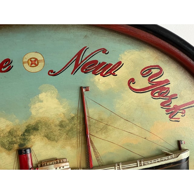 1940s Antique American Shipping Basrelief Marine Painting For Sale - Image 5 of 7