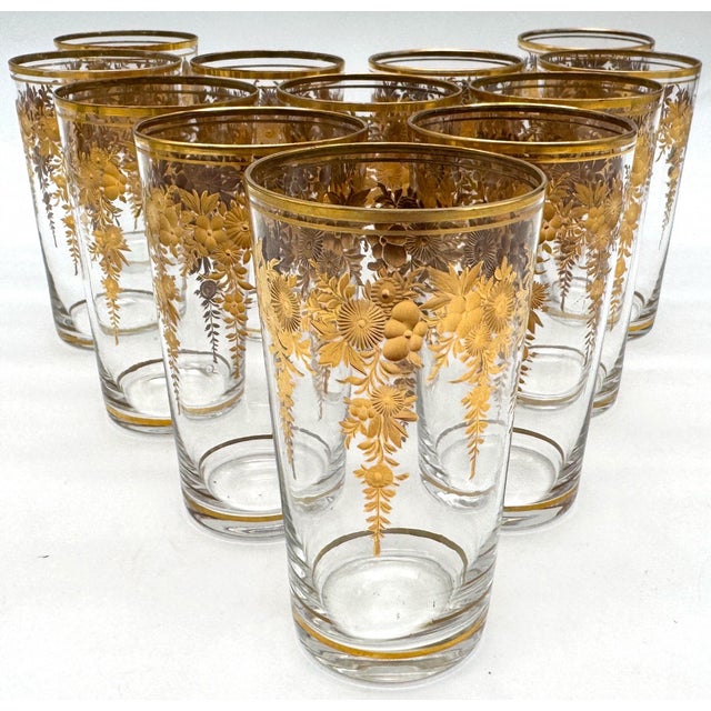12 Belle Époque Gilt Floral Crystal Tumblers, Suitable for Champagne / Wine For Sale - Image 14 of 18