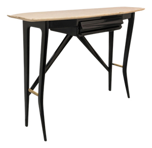Mid-Century Modern Ebonized Console Table in Black Wood and Marble by Ico Parisi