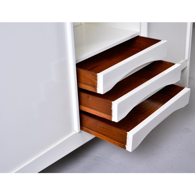 Mid-Century Scandinavian Credenza in White Lacquer For Sale - Image 9 of 12
