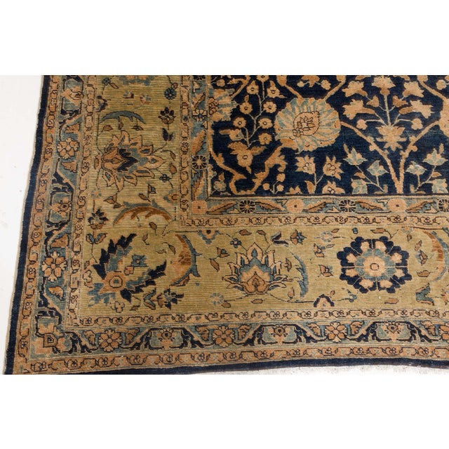 Textile Authentic 19th Century Persian Tabriz Handmade Wool Carpet For Sale - Image 7 of 7