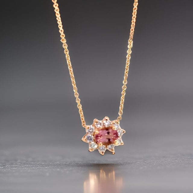 Natural Tourmaline Diamond Pendant Necklace 18" 14k YG 1.40 TCW Certified For Sale - Image 10 of 12