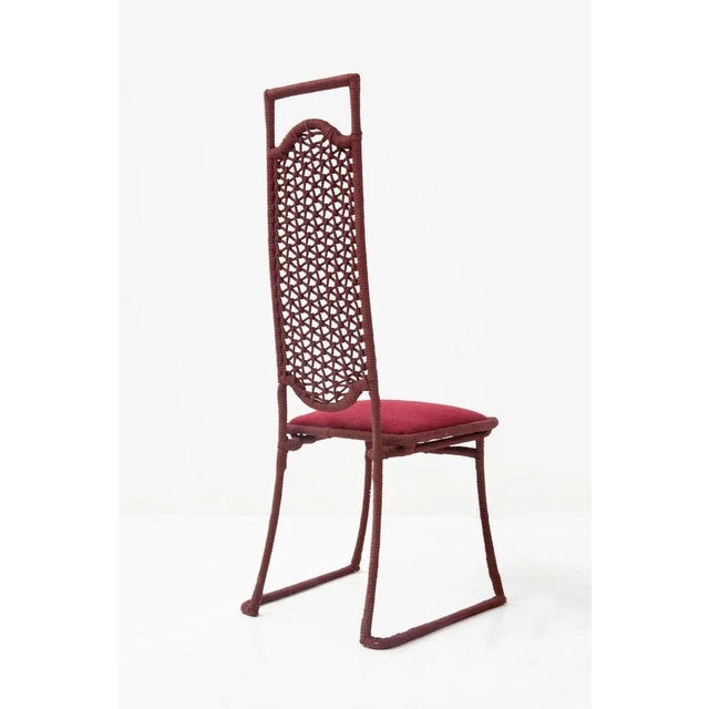 Mid-Century Modern Red Rope Chairs by Marzio Cecchi for Hotel Garda Lake, 1970s, Set of 6 For Sale - Image 3 of 11
