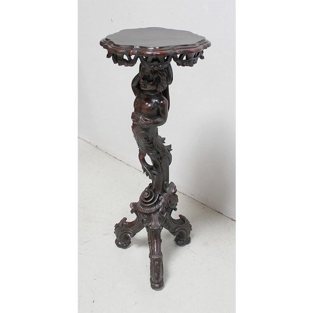 Putti Stand in Carved Wooden, Late 19th Century For Sale - Image 3 of 18