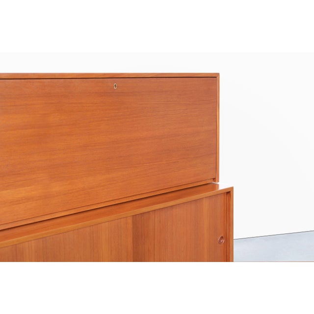 Karl Andersson & Söner Mid-Century Modern Two-Piece Teak Secretary Cabinet / Desk by Borge Mogensen For Sale - Image 4 of 12