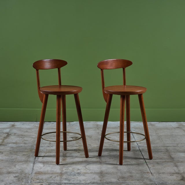 Mid-Century Modern Pair of Kurt Østervig Bar Stools for Brande Møbelindustri For Sale - Image 3 of 12