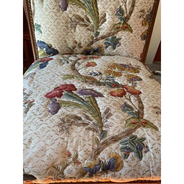 1930s Antique Designer Fabric Upholstered Side Chairs - a Pair For Sale - Image 5 of 12