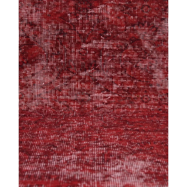 1970s Vintage Turkish Oushak Handmade Wool Cotton Red Area Rug For Sale - Image 4 of 11