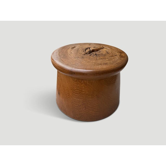 2010s Andrianna Shamaris Century Old Teak Wood Side Table or Stool For Sale - Image 5 of 5