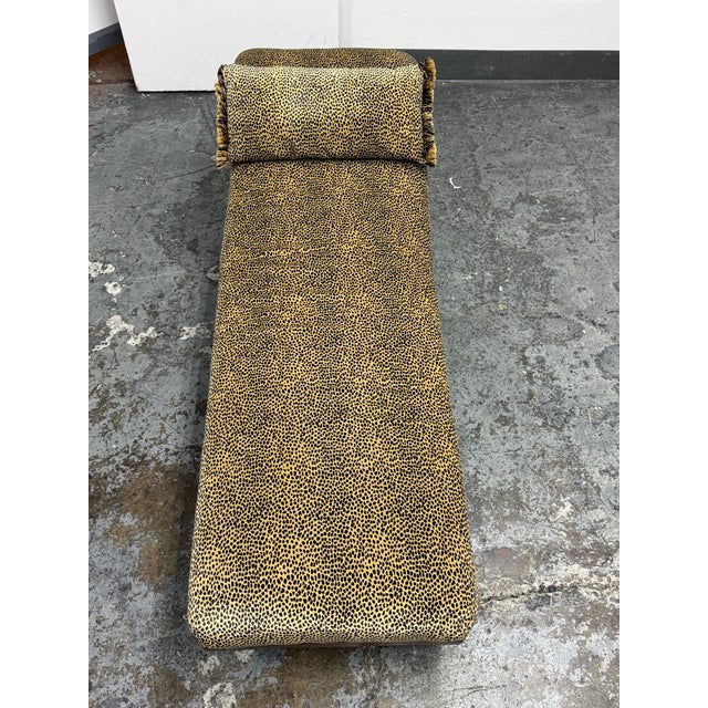 Wood Victorian Leopard Print Chaise Lounge For Sale - Image 7 of 12
