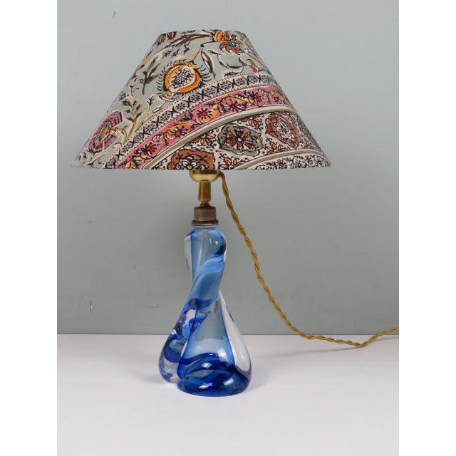 Mid-Century Blue Crystal Table Lamp from Val Saint Lambert, 1960s For Sale - Image 12 of 12
