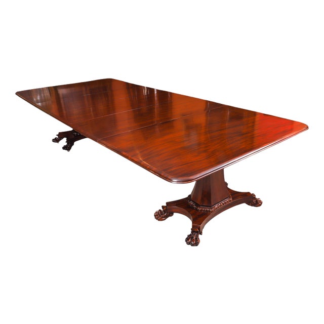 Antique 19th Century George IV Regency Twin Pedestal Dining Table For Sale