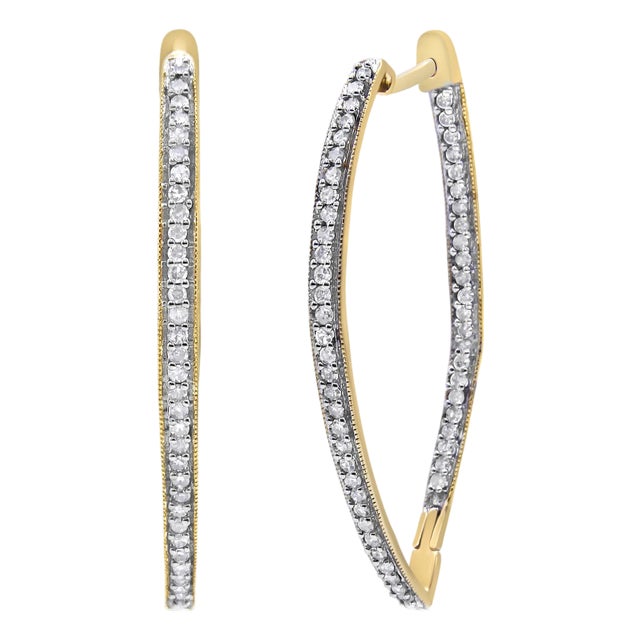 10k Yellow Gold Round Cut Diamond Earrings (1 cttw, I-J Color, I2-I3 Clarity) For Sale