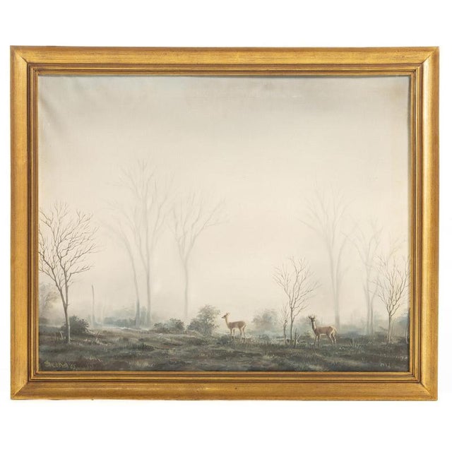 Albano Neves E Sousa, African Landscape with Animals, 1965, Oil on Canvas For Sale - Image 6 of 6