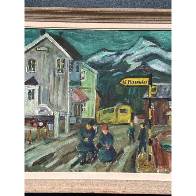 Georg Andersson, Figures in the Street, 1960s, Oil Painting on Canvas, Framed For Sale - Image 4 of 14