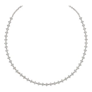 Platinum & 14k White Gold 11.27ctw Lab Grown Diamond Link Tennis Necklace For Sale