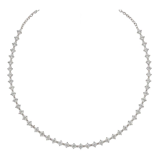 Platinum & 14k White Gold 11.27ctw Lab Grown Diamond Link Tennis Necklace For Sale