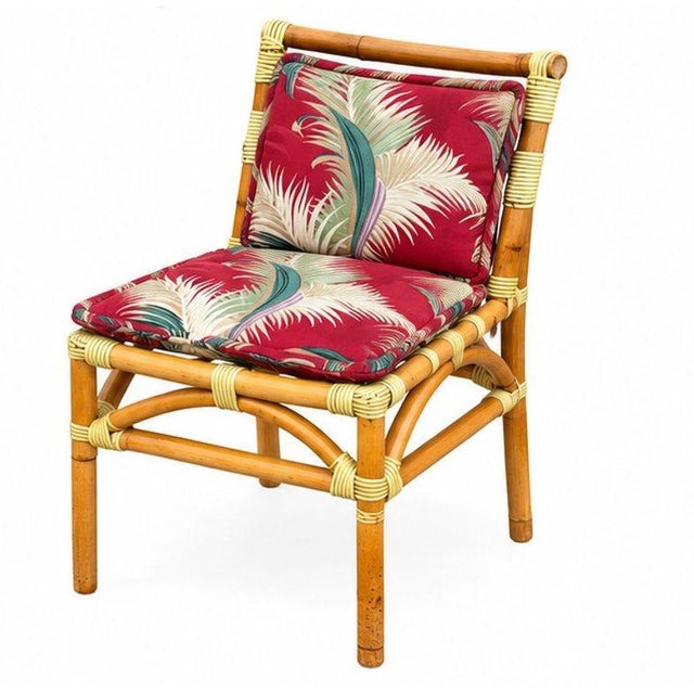 Mid-Century Modern Restored Mid-Century Geometric Rattan Dining Side Chairs W/ 3 Strand Back For Sale - Image 3 of 9