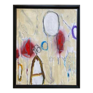 "Rosetta #3" Contemporary Abstract Multimedia Painting by G. Campbell Lyman, Framed