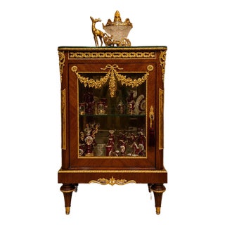 Louis XVI Mahogany Vitrine Cabinet | French Curio Display Cabinet | Gilt Bronze Ormolu Showcase For Sale