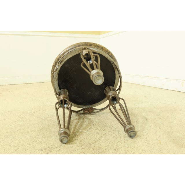 Brown Maitland Smith Round Marble Top Iron Base Table For Sale - Image 8 of 9