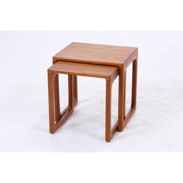 Mid-Century Danish Square Wooden Nesting Tables, 1960s, Set of 2 For Sale - Image 4 of 12